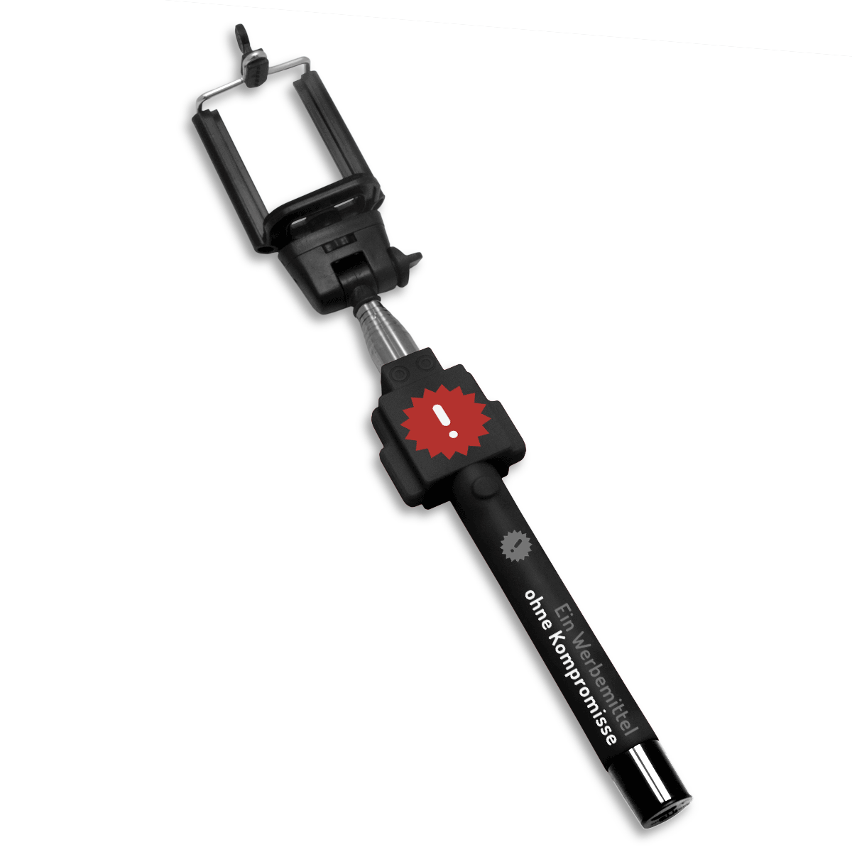 Selfie Sticks mit Logo-Druck: Modell COMFORT mit integriertem Bluetooth-Auslöser (kabellos)