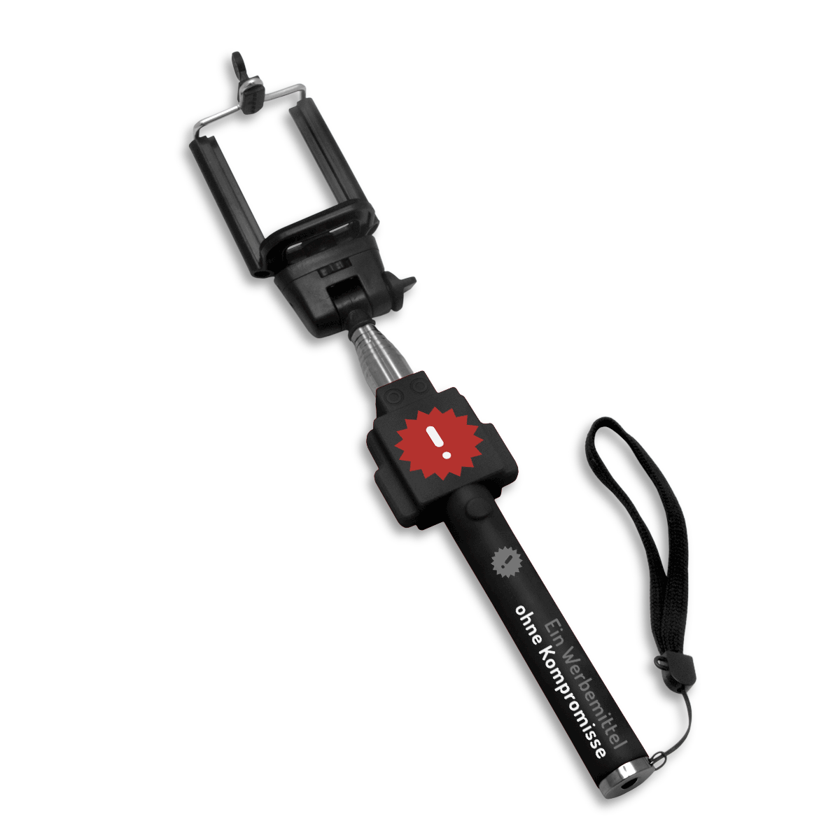 Selfie Sticks mit Logo-Druck: Modell STANDARD (optional mit externem Bluetooth-Fernauslöser)